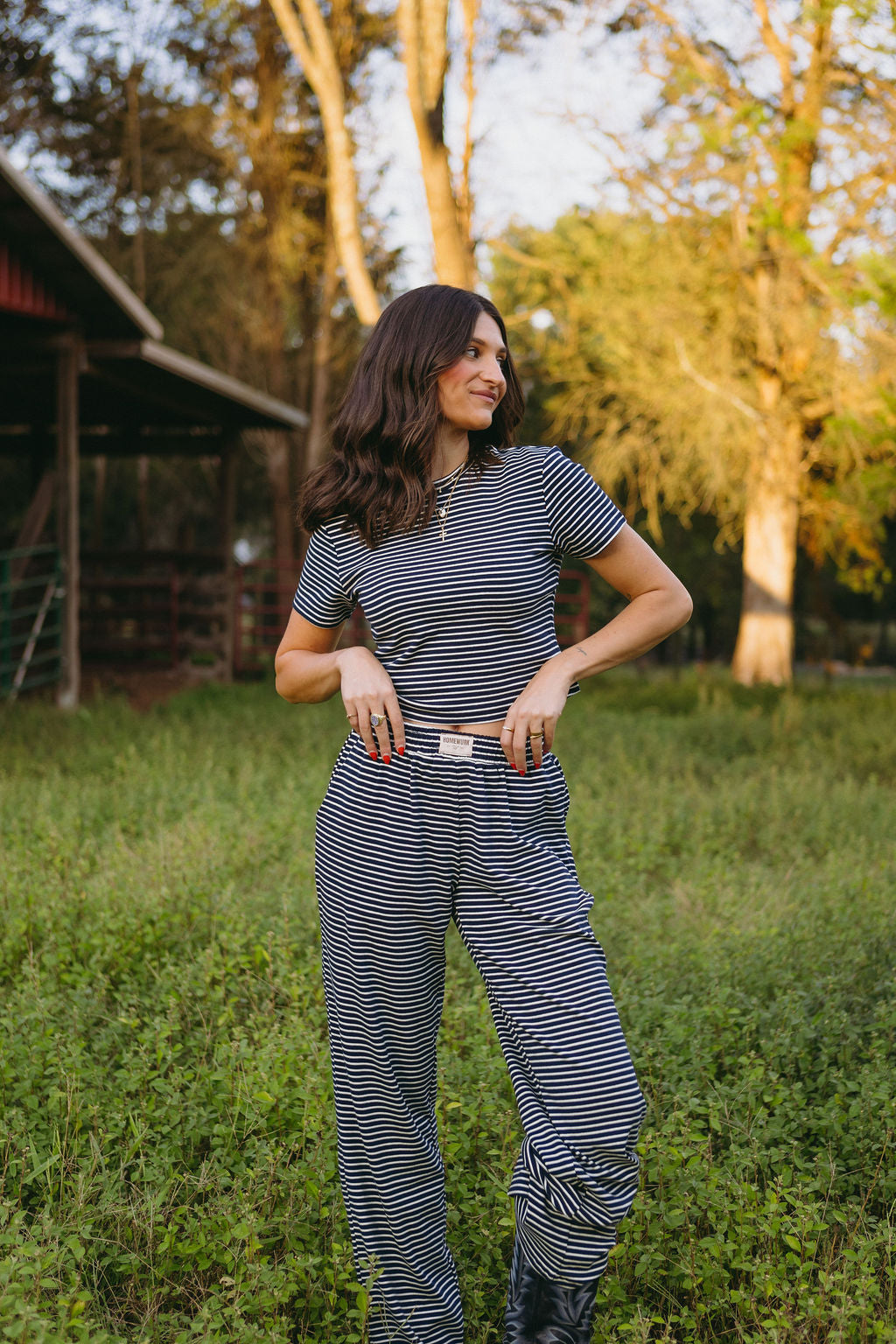 Denim Striped Baby Tee