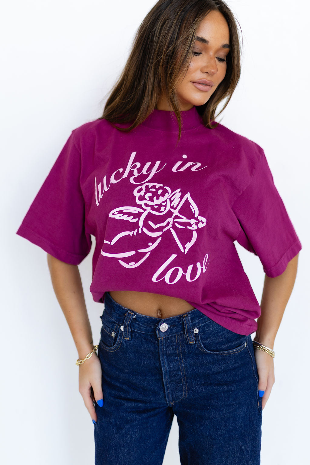Lucky In Love Mockneck Tee