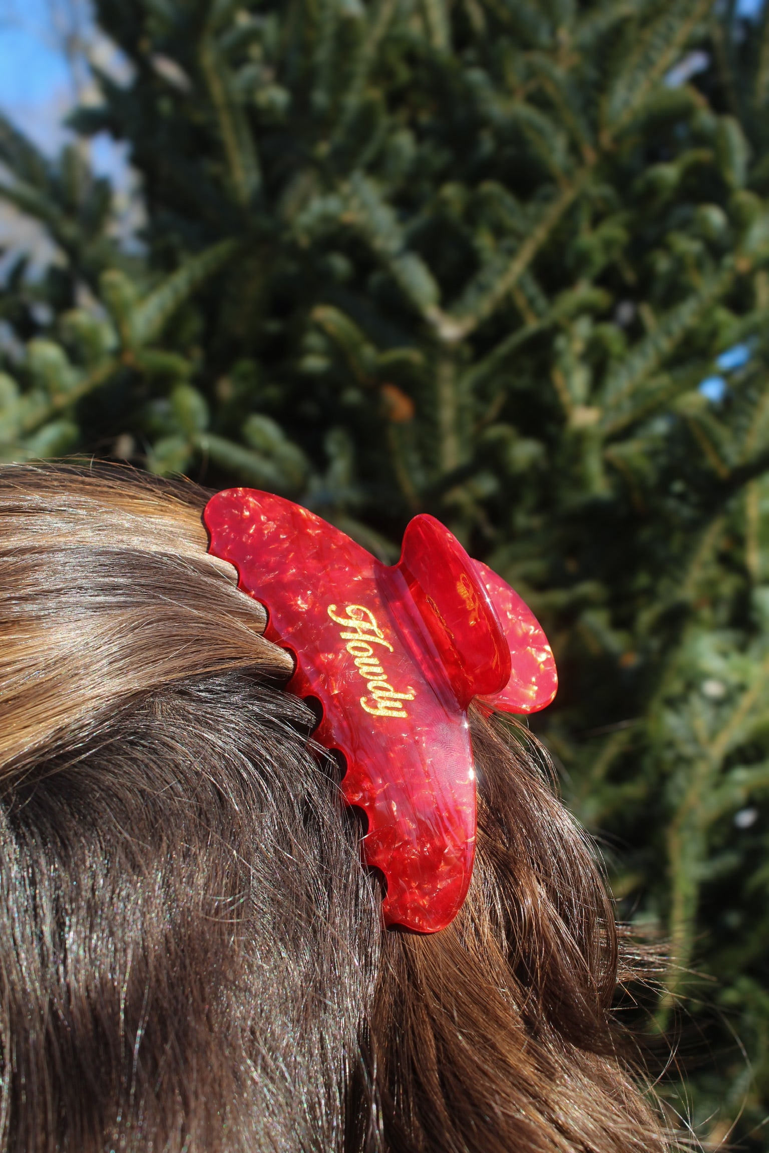 Red Howdy Claw Clip- Engraved