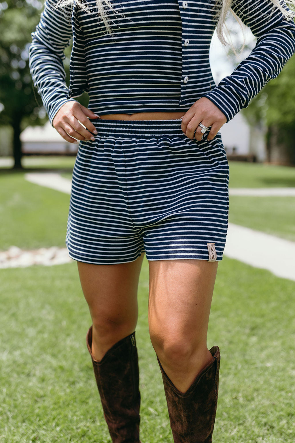 Denim Striped Shorts
