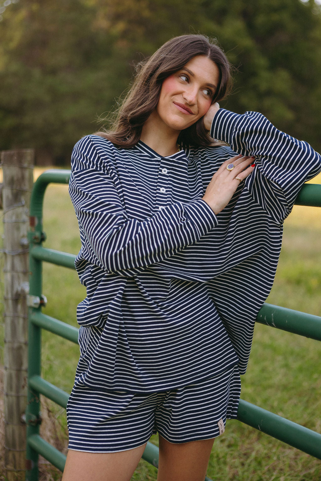 Denim Long Sleeve Henley