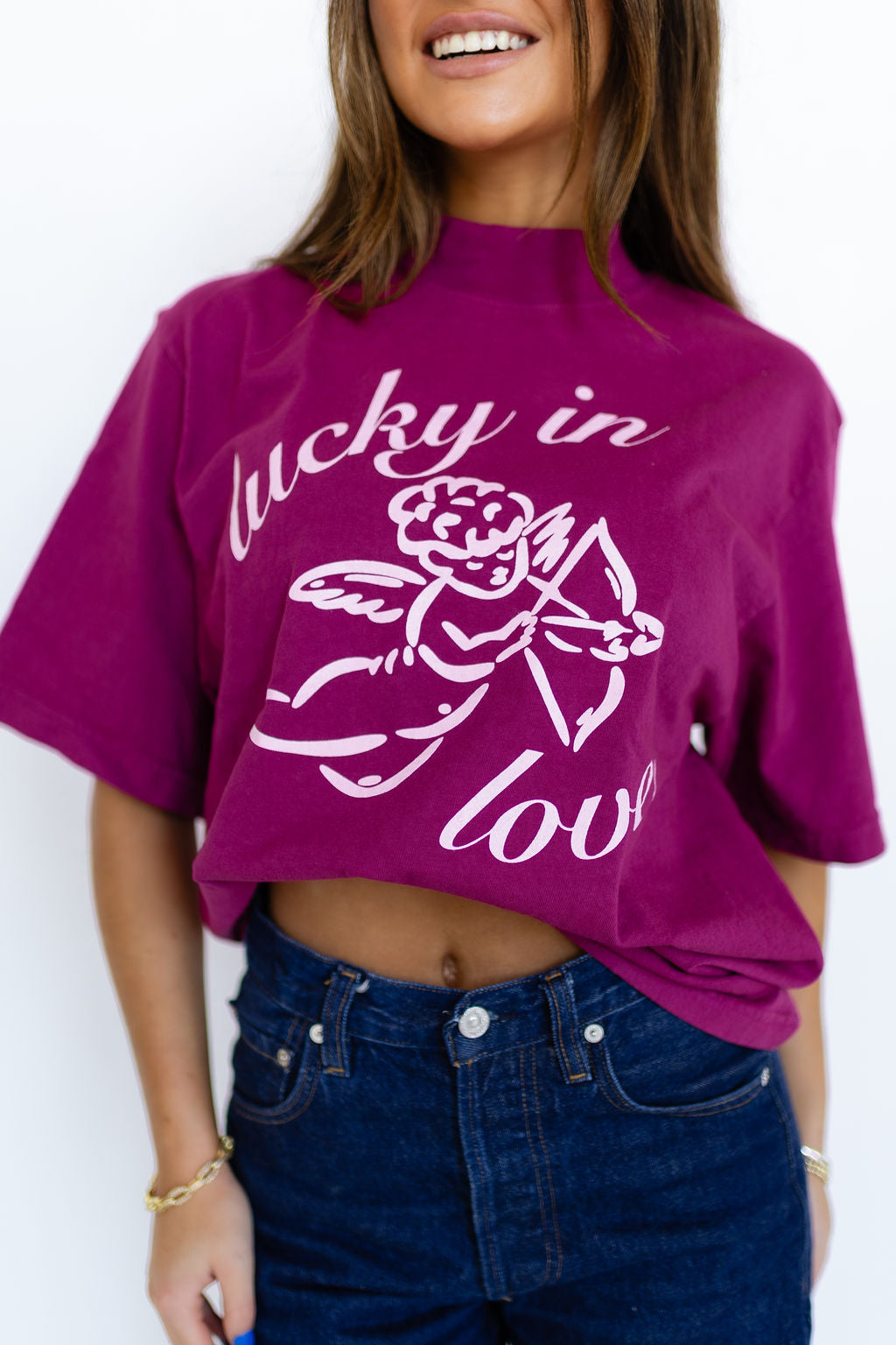 Lucky In Love Mockneck Tee